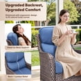 thumbnail image 5 of Giantfurnni Luxury Outdoor Swivel Rocker Patio Chairs of 2 with 6 Inch Thick Cushions and Side Table, 3PCS High Back Wicker Patio Furniture Set for Porch, Balcony, Deck in Brown Wicker Blue Cushions, 5 of 12