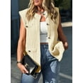 thumbnail image 2 of Women's Sleeveless Sweater Vest with Button Up Cable Knit Crew Neck Trendy Casual Loose Summer Cardigan, 2 of 5