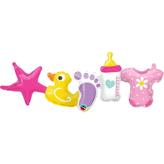 41 inch Baby Girl Garland (Air-Fill Only) Foil Mylar Balloon - Party Supplies Decorations