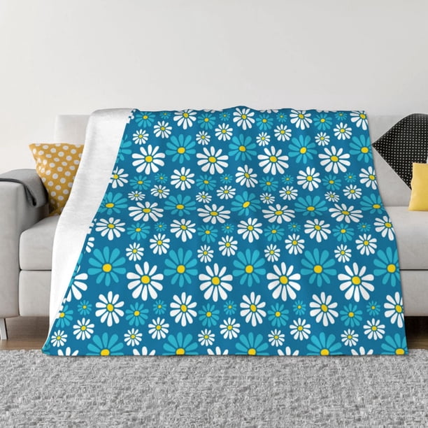 Fotbe Daisies Flowers Manta de Franela con Estampado, Manta Ultrasuave para Cama, Sofá, Auto, Hipoalergénica y Antibolitas-50"x40"