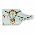 thumbnail image 1 of Tattoo Cutting Board, Bulls Head with Feather of Bird as Accessory with Tribal Designers Print, Tempered Glass Cutting and Serving Board, Wine Bottle Shape, Red Yellow and White, by Ambesonne, 1 of 1