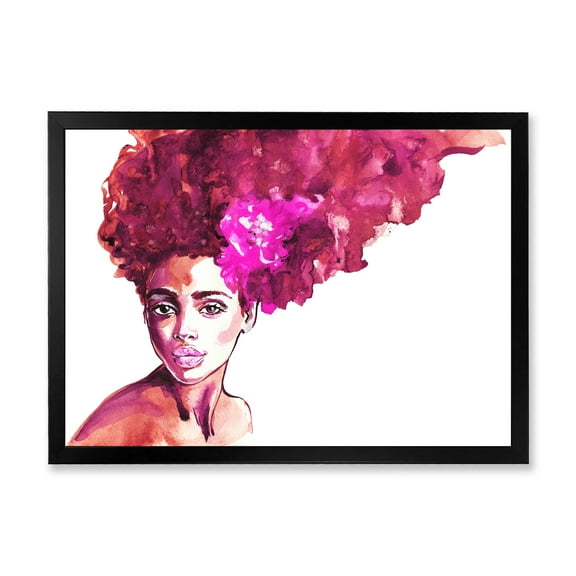 Designart 'Portrait of Afro American Woman VI' Modern Framed Art Print