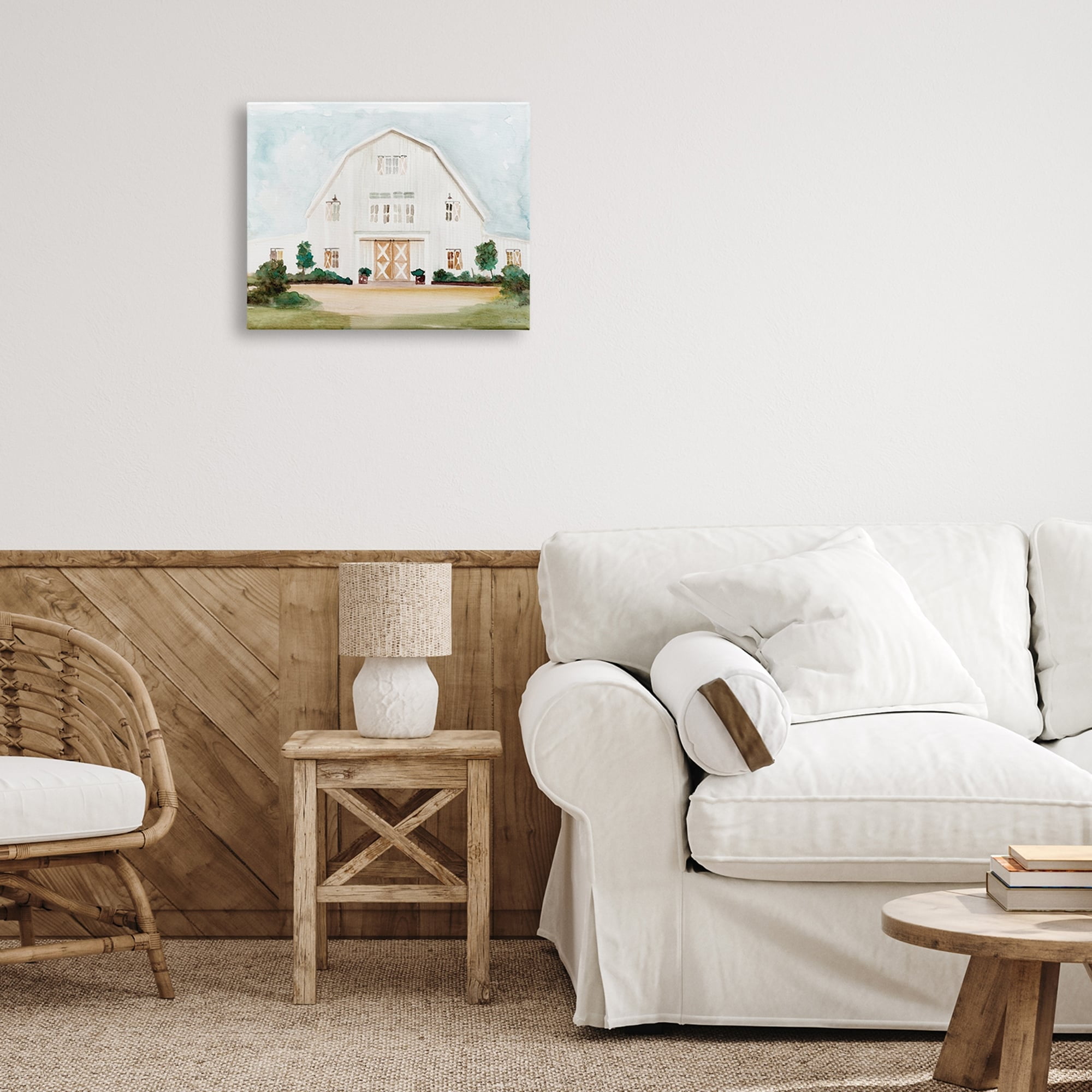 Stupell Industries Distant White Country Barn Rural Blue Sky , 20 x 16, Design by Stellar Design Studio