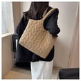 thumbnail image 2 of Nvzi Bolsa de lona esponjosa para compras de verano, bolsos de hombro, color caqui, 2 of 5