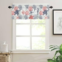 Navy Blue Valance Curtains Summer Turtle Starfish Coral Chicken Valances for Windows Seashell Seahorse Ocean Tier Curtain Rod Pocket Valances for Kitchen/Bedroom/Living Room, 1 Panel, 54x18 Inch