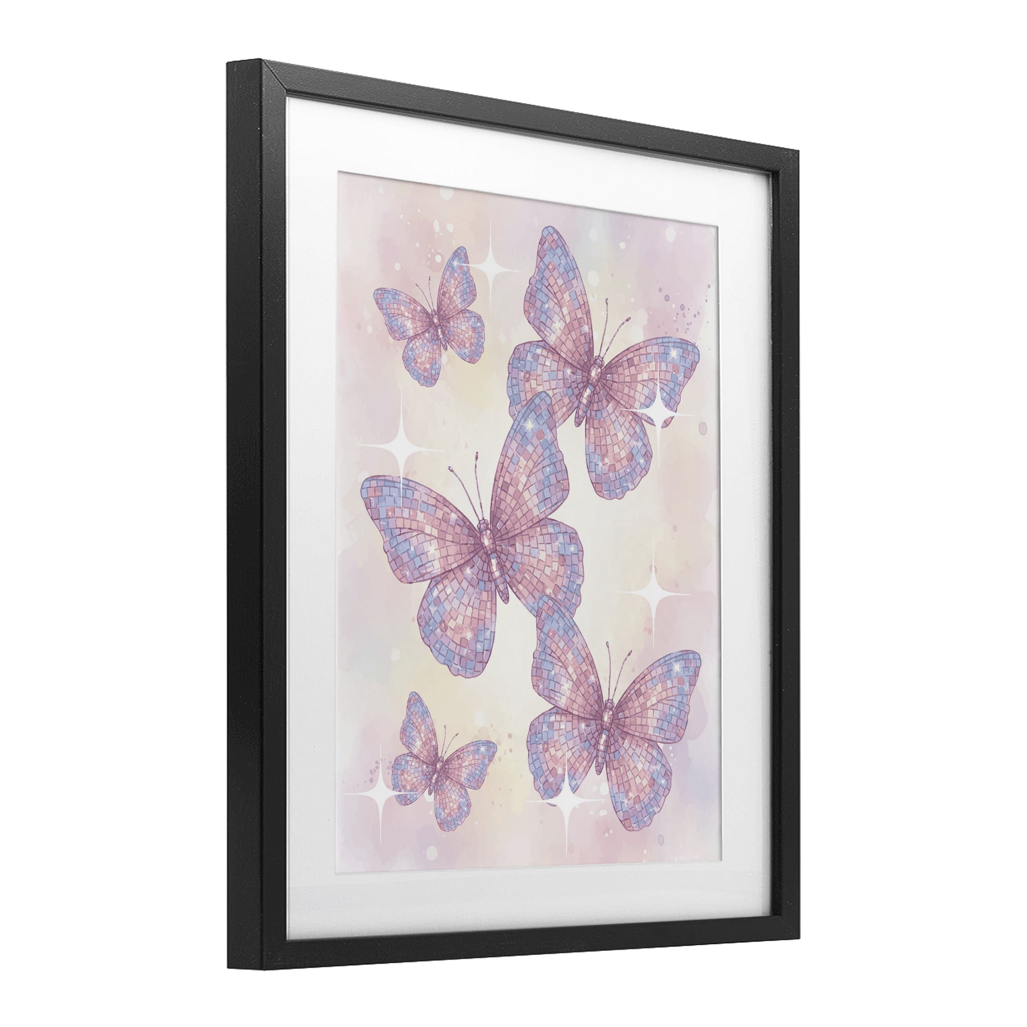 Stupell Industries Delicate Disco Butterfly Dance Black Framed Print Under Glass, design by Lil' Rue