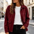 thumbnail image 7 of Enjoytime Lightweight Jacket Women Fall Winter Lapel Collar Zip Up Cropped Coat Casual Trendy Long Sleeve Outerwear, 7 of 7