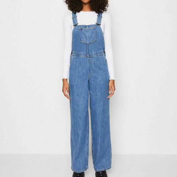 GSPCLAM Womens Overalls Denim Fall Straight Leg Jumpsuits with Pockets for Running Solid Color Light Pants Light Blue L