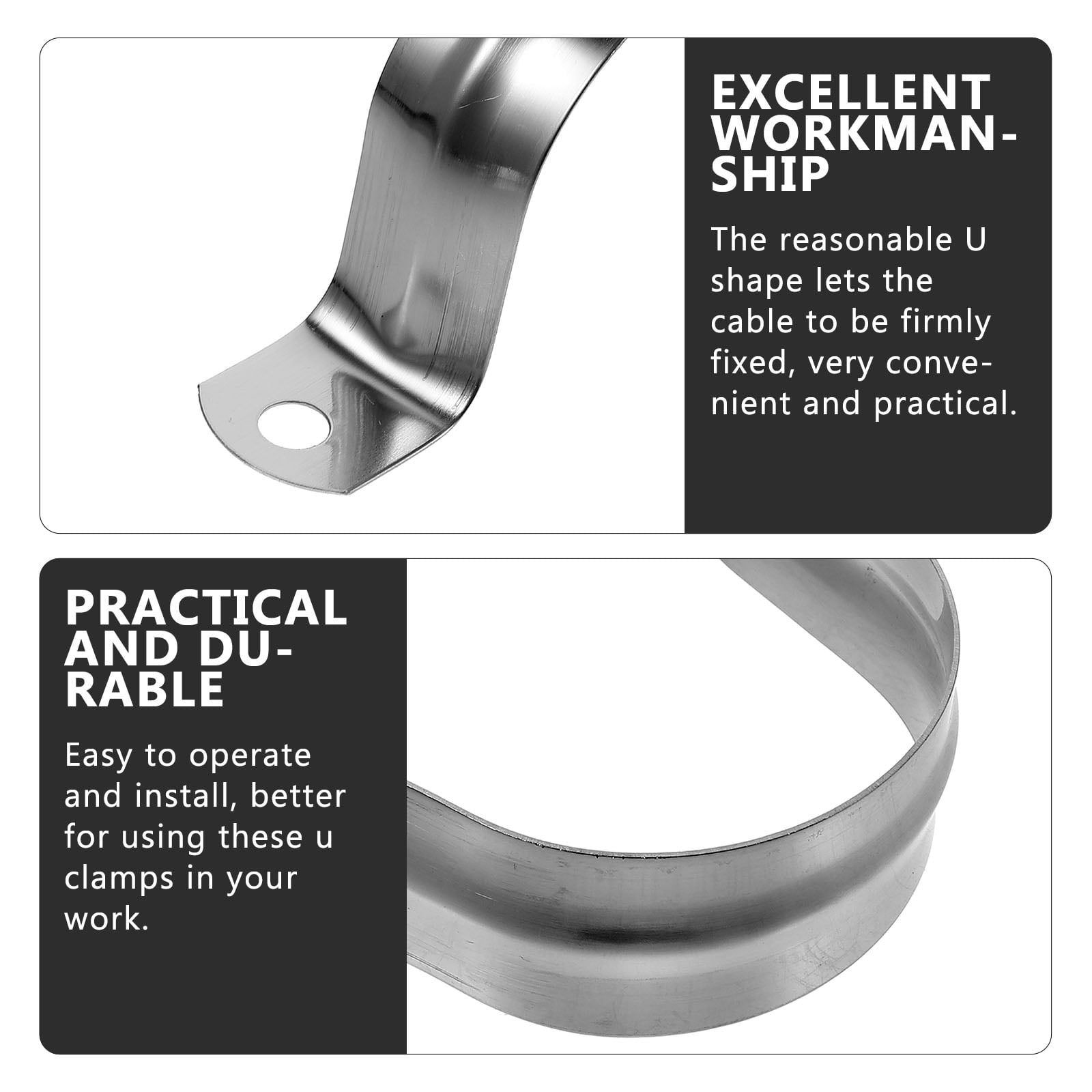 AURARMLET 100Pcs Heavy Duty Stainless Steel U Clamp for Metal Tube Fixing with Durable Plated Silver Finish