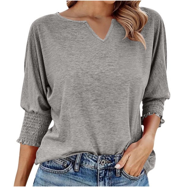 Heisall Womens Tops V-Neck Bat Sleeve Smocked Colorful Cotton Loose Casual Short Sleeve Tshirts 2025 New Arrival Fashion Blouses