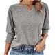 thumbnail image 1 of Heisall Womens Tops V-Neck Bat Sleeve Smocked Colorful Cotton Loose Casual Short Sleeve Tshirts 2025 New Arrival Fashion Blouses, 1 of 5