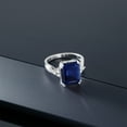 thumbnail image 6 of Gem Stone King 925 Sterling Silver 12X10MM Emerald Cut Blue Sapphire Gemstone Birthstone Ring | Wedding Engagement Anniversary Promise Ring for Women | Available in Size 5, 6, 7, 8, 9, 6 of 6