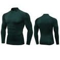 thumbnail image 3 of Men's Long Sleeve Compression Shirts, Mock Neck Athletic Workout T Shirt, Rash Guard Base Layer Undershirt Tops Army Green XXL, 3 of 4