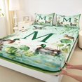 thumbnail image 3 of jejeloiu Cute Mallard Pattern Bed Sheets,Initial Letter M King Sheets For Men Women 4 Pieces, 3 of 7