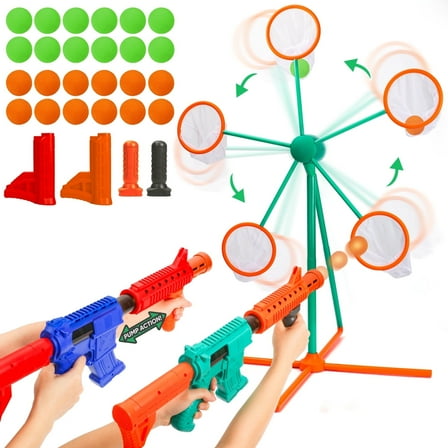Huge Wave Large 4.5 ft Shooting Targets Game for Kids, 2 Blaster & 24 Foam Balls Moving Rotating Target with for Nerf Popper, Outdoor Toys Christmas Birthday Gifts for Boys&Girls 5-7 8-12