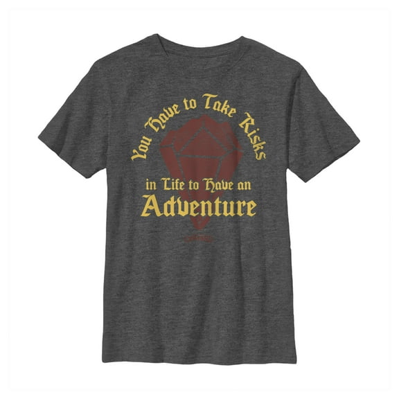 Boy's Onward Take Risks to Have Adventure  Graphic Tee Charcoal Heather Large