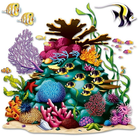 PMU Hawaiian Luau Coral Reef Prop 63in x63in (3 fish included) Party Decoration and Accessory (1/pkg) Pkg/1