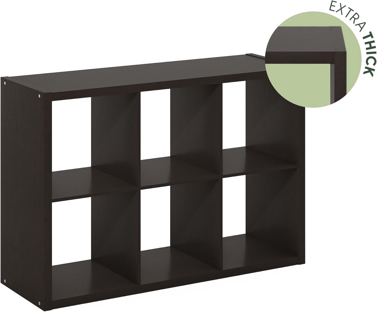 SONGMY Cubicle Open Back Decorative Cube Storage Organizer, 6-Cube, Dark Oak