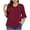 Wine, variant on Aofany Plus Size Tops for Women 3/4 Ruffled Sleeve Solid Color T Shirts Casual V-neck Pleated Loose Fitting Cotton Tunics