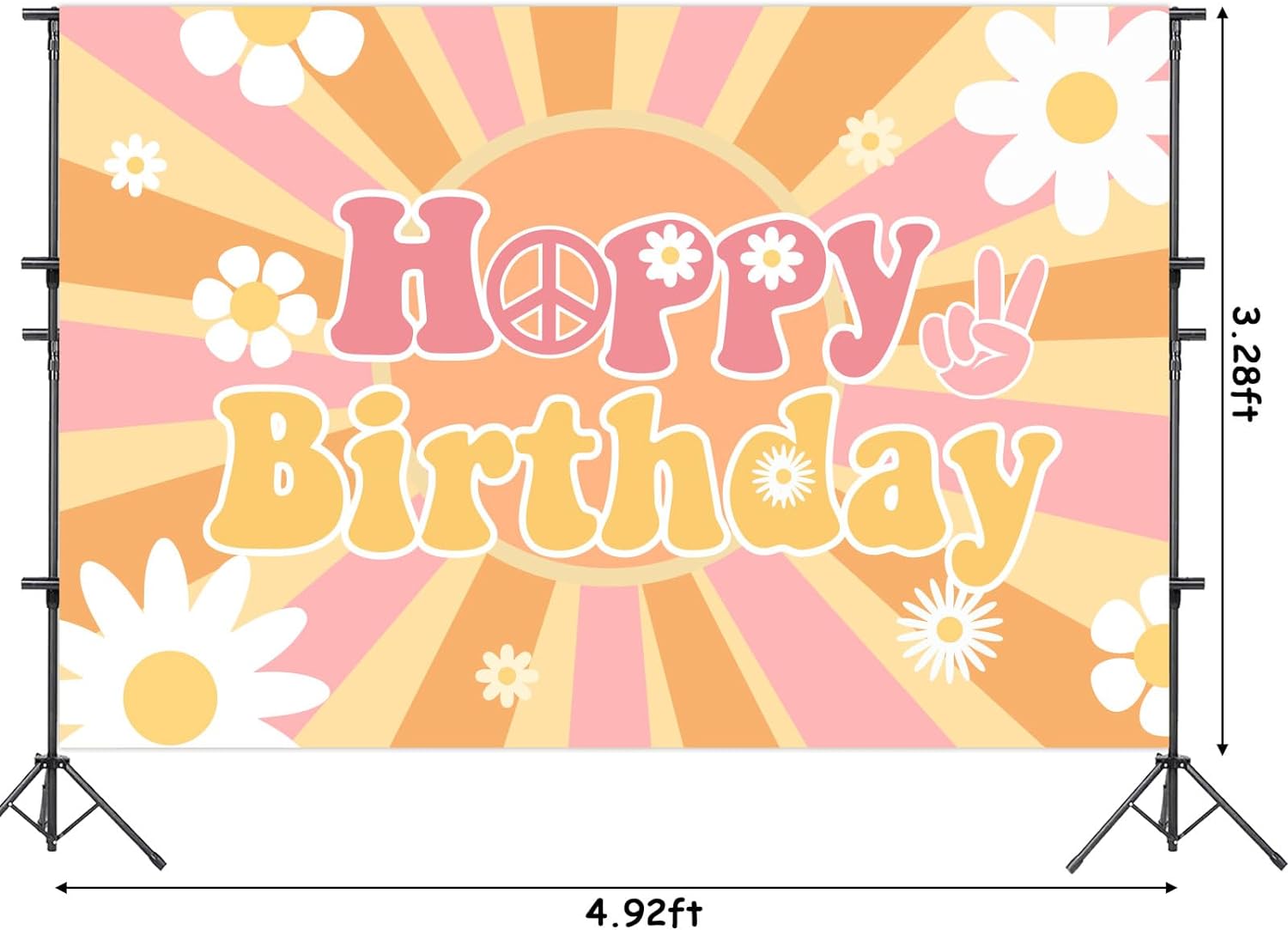 Groovy Birthday Decorations for Girls, Hippy Boho Happy Birthday Backdrop Banner Daisy Birthday Garland Flower Power Balloons for Retro Hippie 1960s 1970s One Two Groovy Party Supplies
