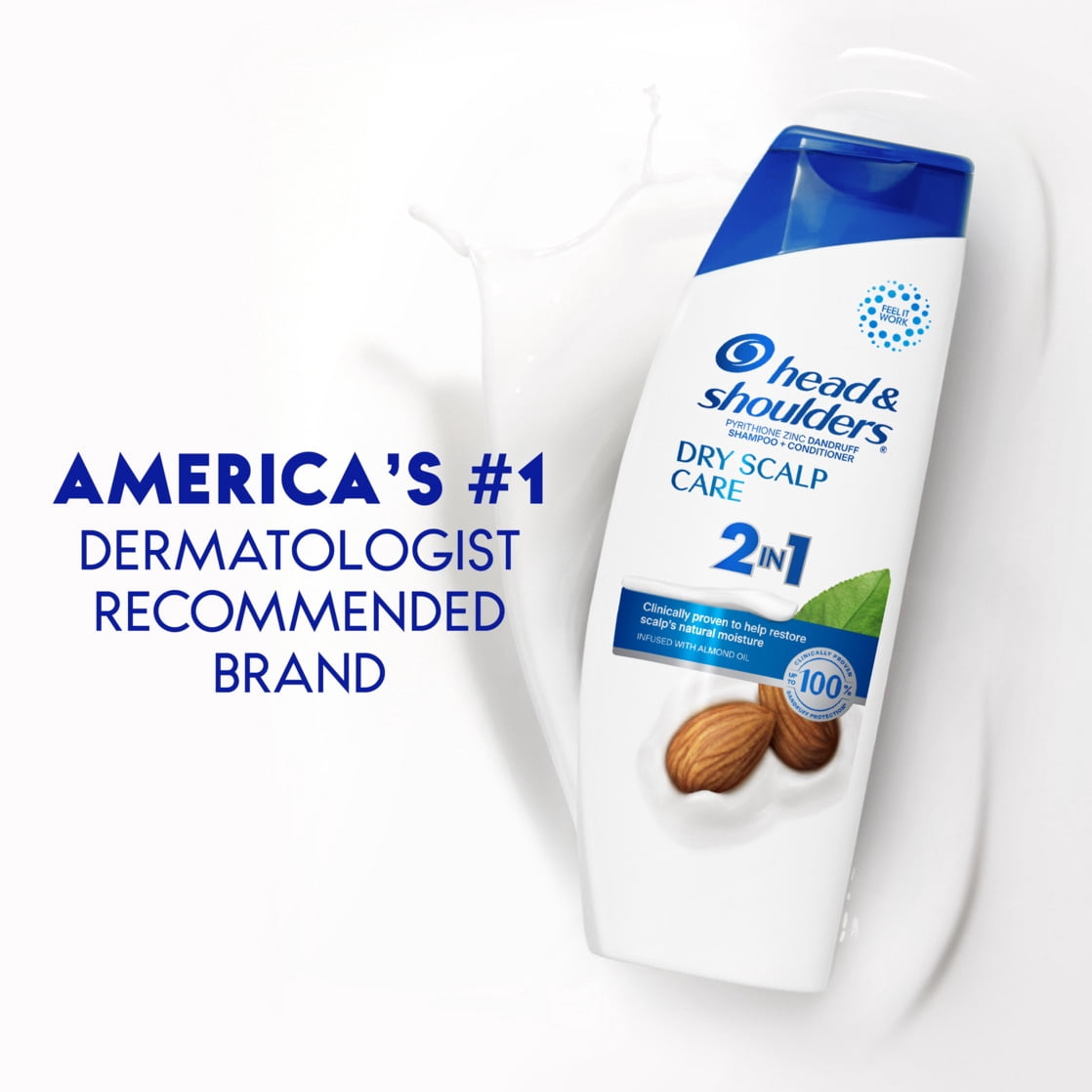 (4 pack) Head and Shoulders 2 in 1 Dandruff Shampoo and Conditioner, Dry Scalp Care 20.7 fl oz