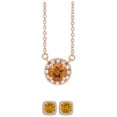 thumbnail image 2 of Paris Jewelry 18K Rose Gold 4ct Halo Citrine Round 18 Inch Necklace and Halo Square Earrings Set Plated, 2 of 2
