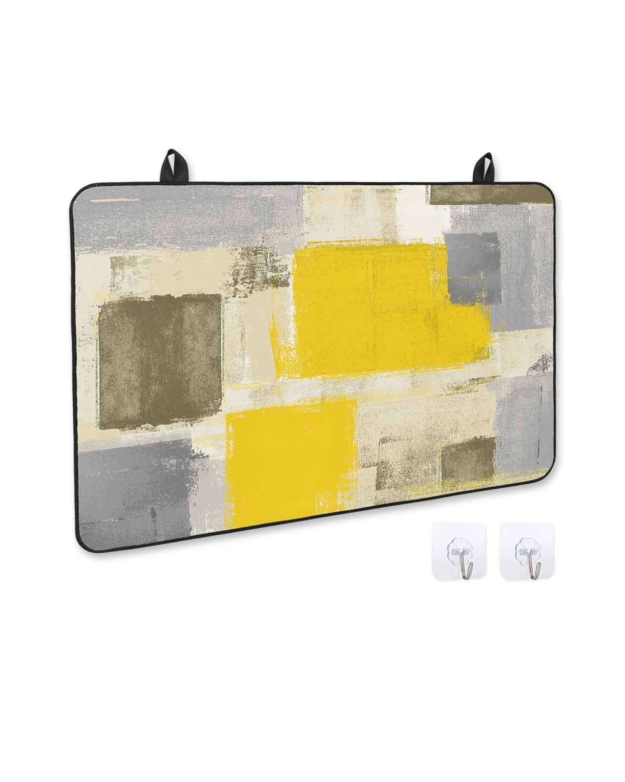 nqOlkjepod Large Induction Cooktop Protector Mat 24"x21", Yellow Ombre Stove Top Covers for Electric Stove, Rustic Chic Abstract Gradient Plaid Art Stove Burner Cover Mats, Glass Top Stove Cover