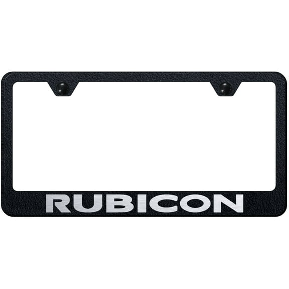 Jeep Rubicon Laser Etched Logo Stainless Steel License Plate Frame (Rugged Black)