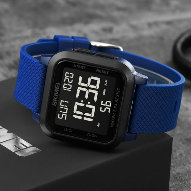 Reloj deportivo digital para hombre Temporizador de cuenta regresiva 50M Reloj de pulsera deportivo con alarma a prueba de agua