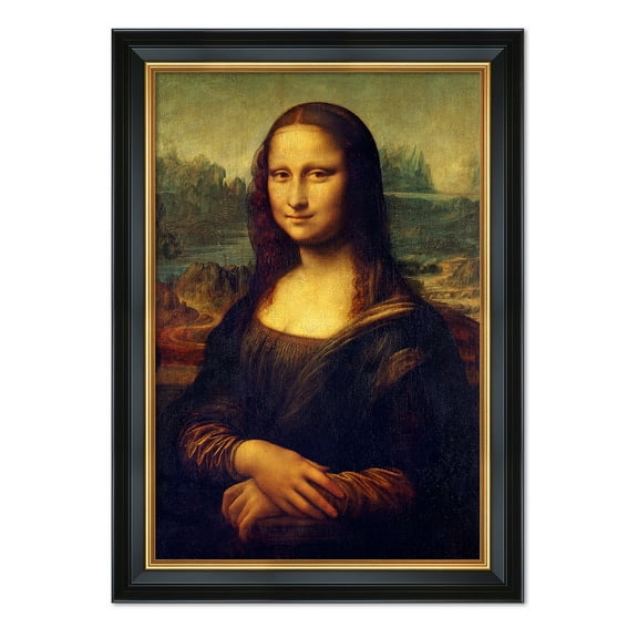 DECORARTS - Mona Lisa by Leonardo da Vinci. Canvas Wall Art with Black Wood Frame for Home Decor. Total Size: 15.25" x 21.25"