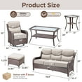 thumbnail image 5 of Bellefurn 9 Pieces Luxury Patio Furniture Sets Outdoor Conversation Sets with Swivel Rocker Chairs with 6" Thick Cushion,Sofa,Side Table and Ottomans,for Porch Deck Backyard Poolside, 5 of 13