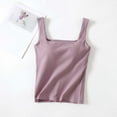 thumbnail image 2 of Kaemgyyd Womens Tops Cute Square Neck Textured Sleeveless Tank Shirt with Built-In Bra Casual Slim Fit Going out Cropped Tee Clothes, 2 of 7