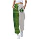 thumbnail image 2 of Gibobby pantalones de vestir mujer Pantalones de chándal de mujer sueltos con bolsillos Pantalones casuales con estampado de cuadros irregulares verdes (Blanco, L), 2 of 4