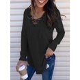 thumbnail image 4 of Naturalour Women's V Neck T Shirt Long Sleeve Cross Loose Casual Tops, 4 of 5