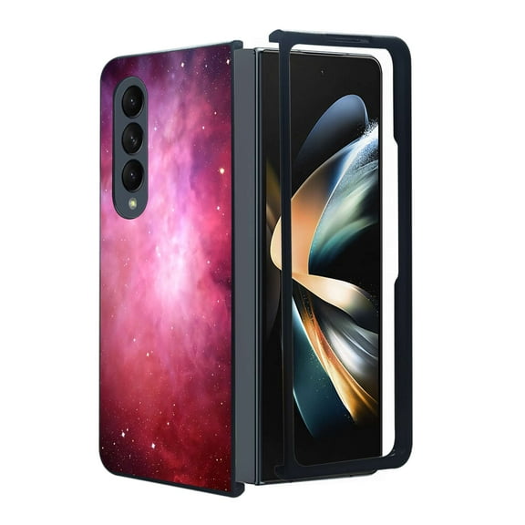 ANJ  Protective Snap-On Design Printed Case Compatible with Samsung Galaxy Z Fold 4 - Pink Stary Sky