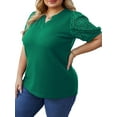 thumbnail image 4 of Cueply Women's Plus Size Tops Summer Short Sleeve Dressy Casual Blouse Shirts Waffle Knit Lace, 4 of 6