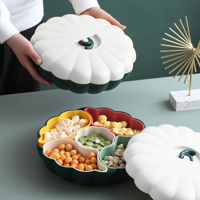 Aparatos de cocina, Accesorios de cocina, Utensilios de cocina, Herramientas de cocina, Caja de dulces de calabaza de Año Nuevo con paja de trigo, Snacks de frutas con tapa, Bandeja organizadora de fr