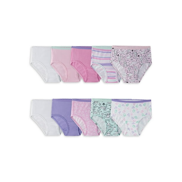 Fruit of the Loom Toddler Girl EverSoft Brief Underwear, 10 Pack, Sizes