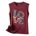 thumbnail image 4 of OAVQHLG3B Summer Tops for Women 4th of July Outfits for Women Patriotic ShirtsWomen's Fashion Round Neck Independence Day Printing Sleeveless Tops, 4 of 4