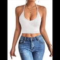 thumbnail image 3 of Camisola Básica de Tirantes Finos con Cuello en V y Canalé para Mujer (2025). XS, 3 of 9