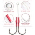 thumbnail image 2 of BLUEWING Twin Assist Hooks with Dyneema String 5pcs Stainless Steel Fishing Hook with Solid Ring for Freshwater Saltwater Fishing, Size 6/0, 2 of 7