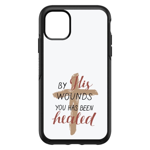 DistinctInk Custom SKIN / DECAL compatible with OtterBox Symmetry for iPhone 11 (6.1" Screen) - By His Wounds You Has Been Healed - Cross