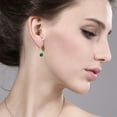 thumbnail image 2 of Gem Stone King 14K Yellow Gold London Blue Topaz and White Moissanite Drop Dangle Earrings for Women (2.40 Cttw, Gemstone November Birthstone, Round 6MM and 3MM), 2 of 3