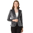 thumbnail image 1 of Abrigo de Oficina para Mujer Allegra K Chaqueta de Terciopelo con Botones y Cuello Chal Gris M, 1 of 7