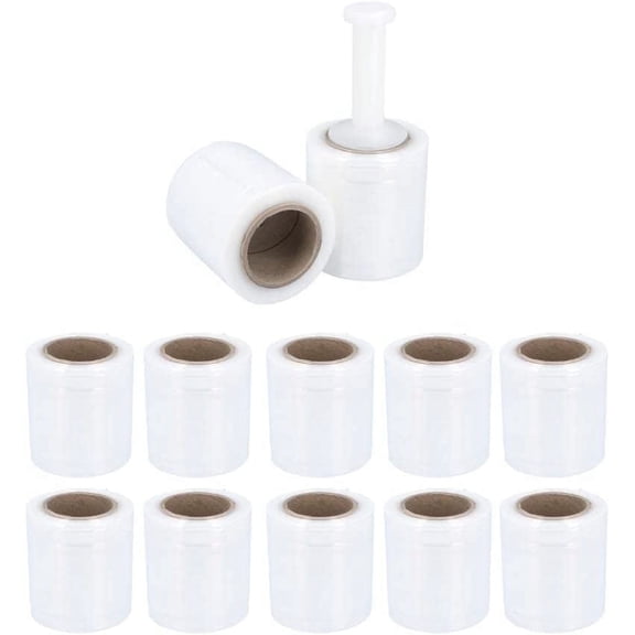 PSBM Cast Hand Pre-Stretched Mini Stretch Wrap 5" x 1000' 12 Rolls 34 Gauge Plastic Clear Shrink Film for Packing