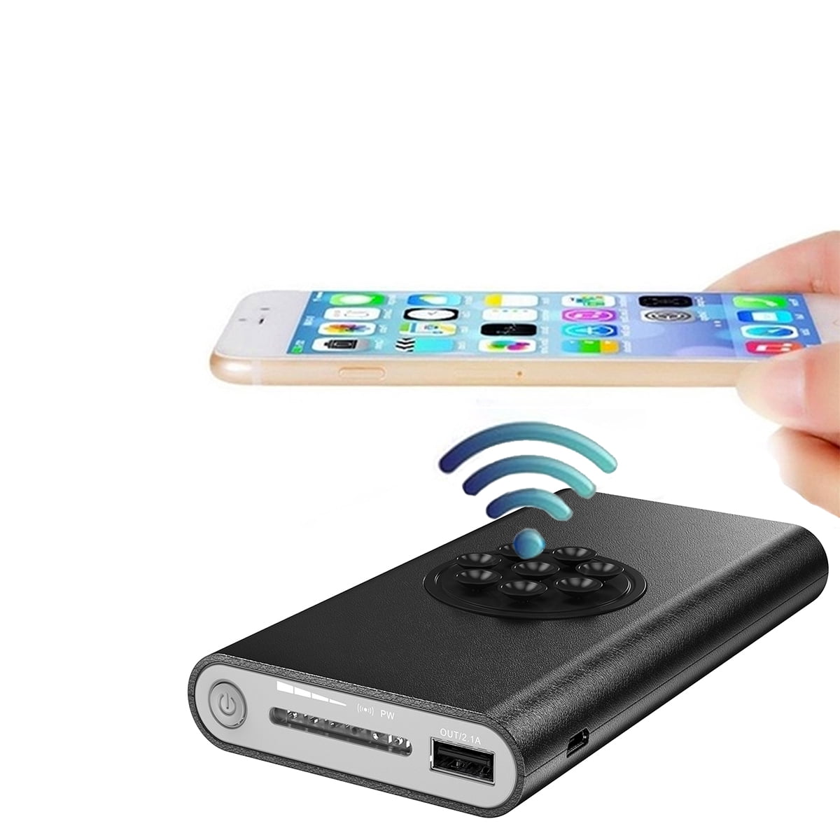 Zunammy Portable Power Bank with Wireless Charging Pad - Black