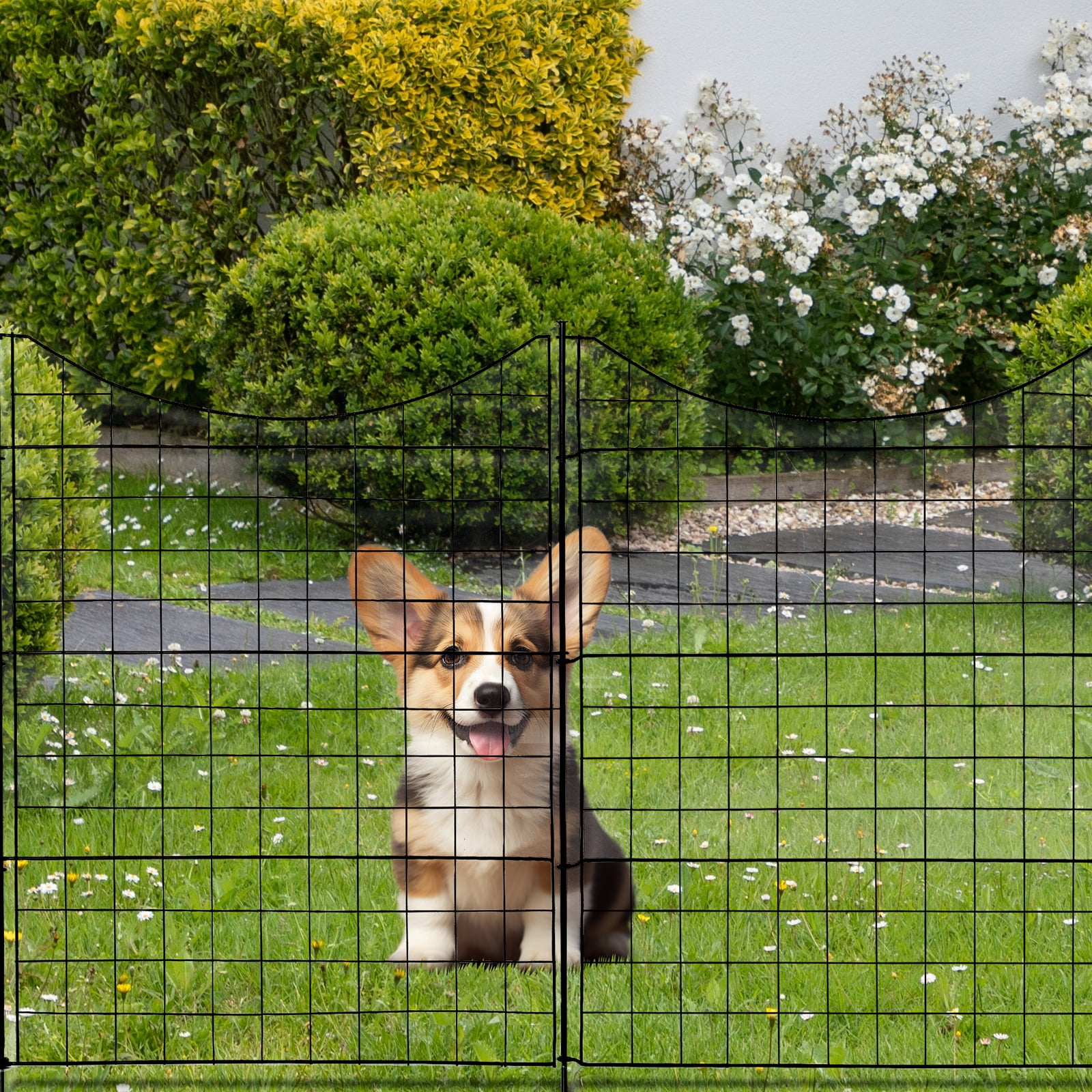 ZephyPaws 36"x39" 5-Panel Metal Garden Fence No Dig Decorative Animal Barrier, Rustproof Steel Landscape Border Fencing for Yard Lawn Patio Flower Bed Protection, Black