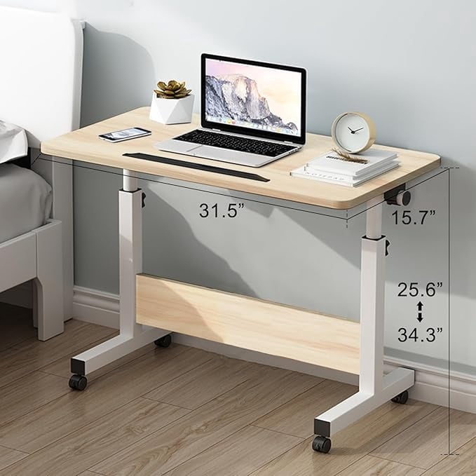 Rolling Desk Adjustable Height,Rolling Computer Cart,Portable Laptop Desk,Small Adjustable Home Office Desk,Rolling Laptop Desk,Small Portable Desk