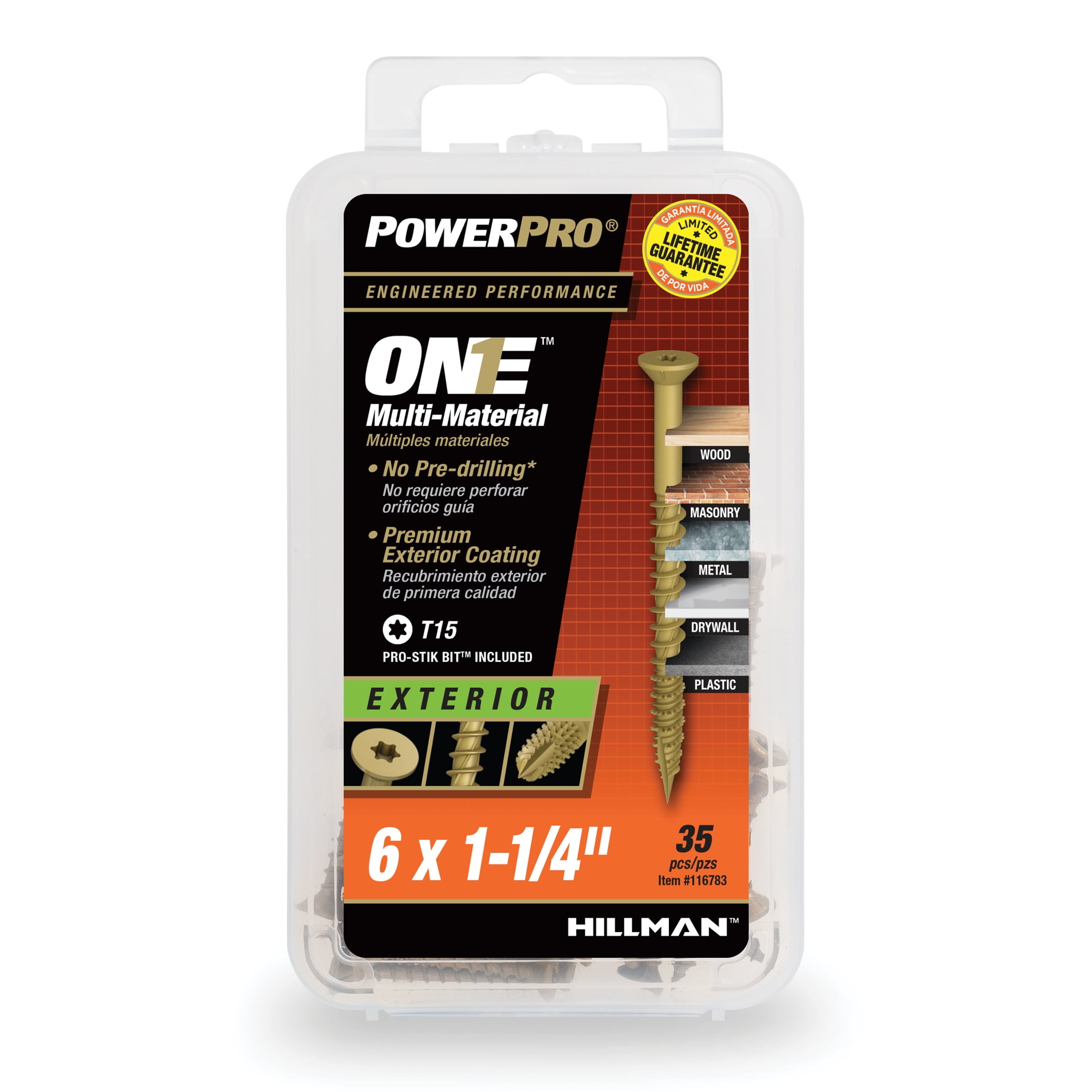 Power Pro ONE Exterior Flat-Head Multi-Material Screws (#6 x 1-1/4") - 35 Pieces