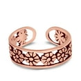 thumbnail image 2 of 5 mm Flower Toe Band Ring 925 Sterling Silver Thin Adjustable Stylish Rings For Women, 2 of 5